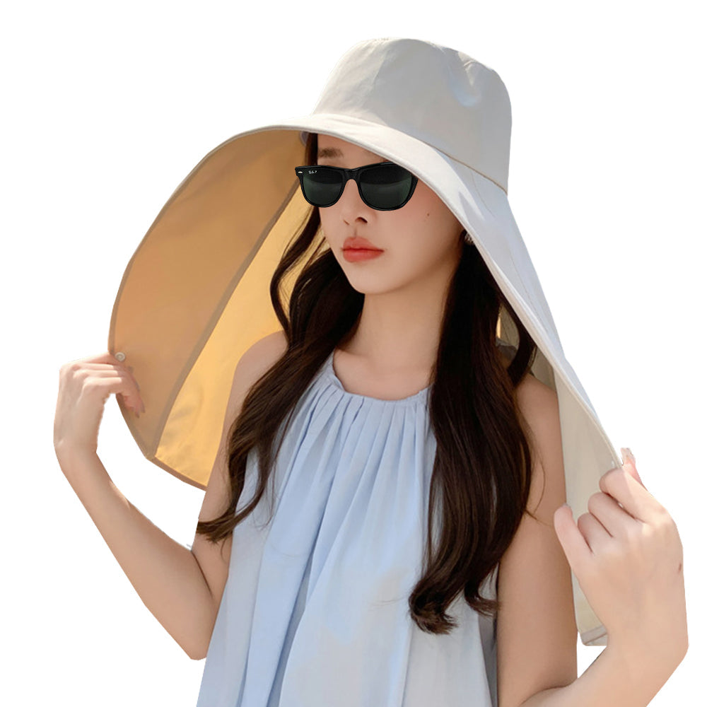 Sun Hats Wide Brim Fishing Hat UV Protection Bucket Hats Beige