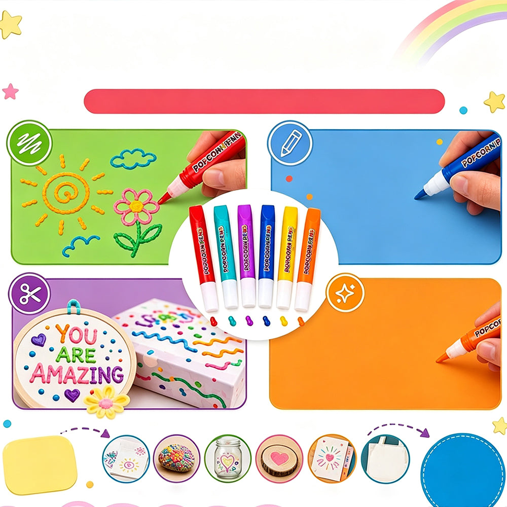 12 Pieces DIY 3D Bubble Pen Puffy Paint Pen for Multi Surface Craft