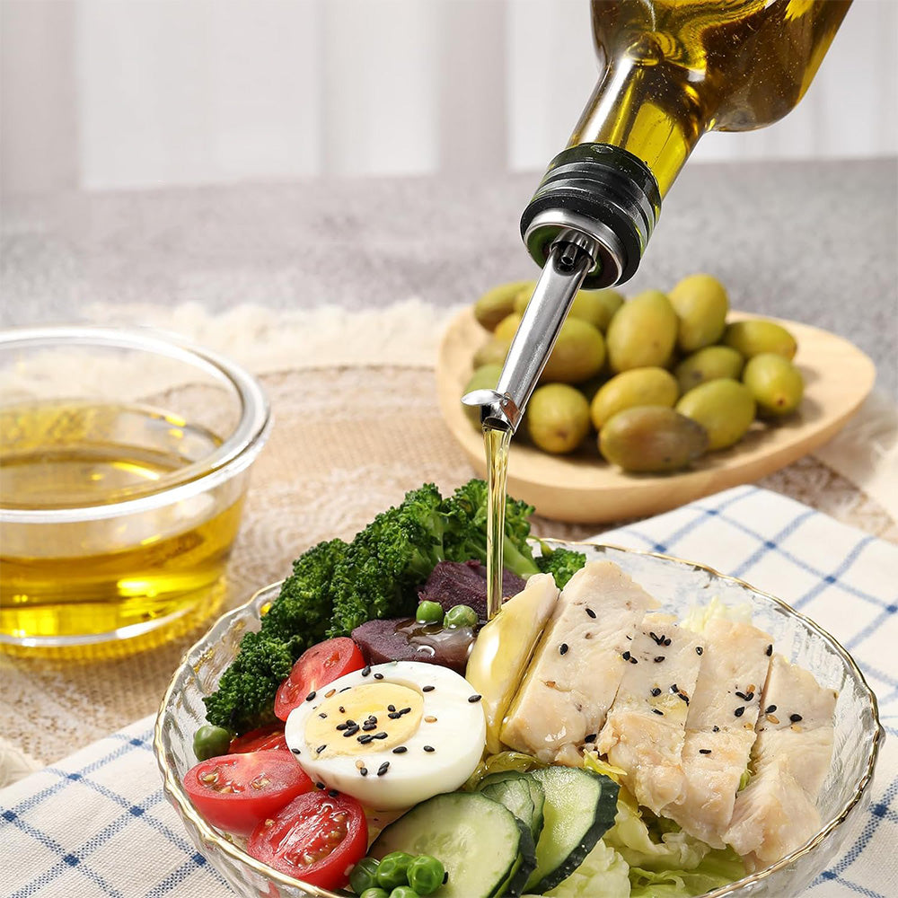 Glass Olive Oil Bottle Dispenser Oil And Vinegar Cruet With Pourers And Funnel -Clear