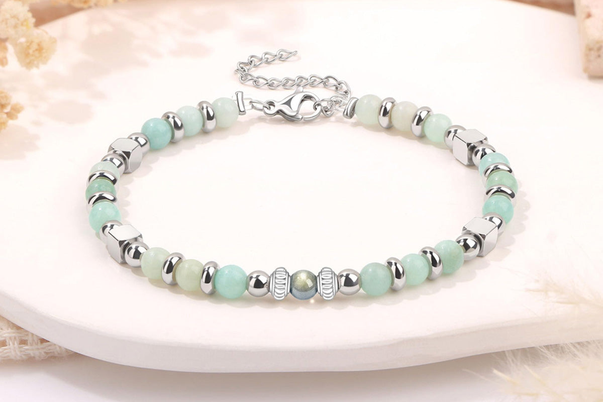 Gift for Women Moonstone Bracelet Amazonite Jasper Stainless Steel Bracelet -Daughter Gifts