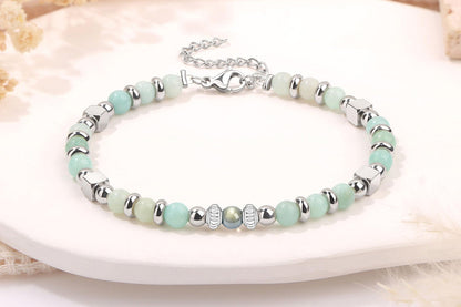 Gift for Women Moonstone Bracelet Amazonite Jasper Stainless Steel Bracelet -Daughter Gifts