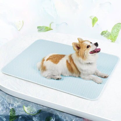 Pet Cooling Mat Dog Cat Breathable Summer Cooling Pad Light Blue