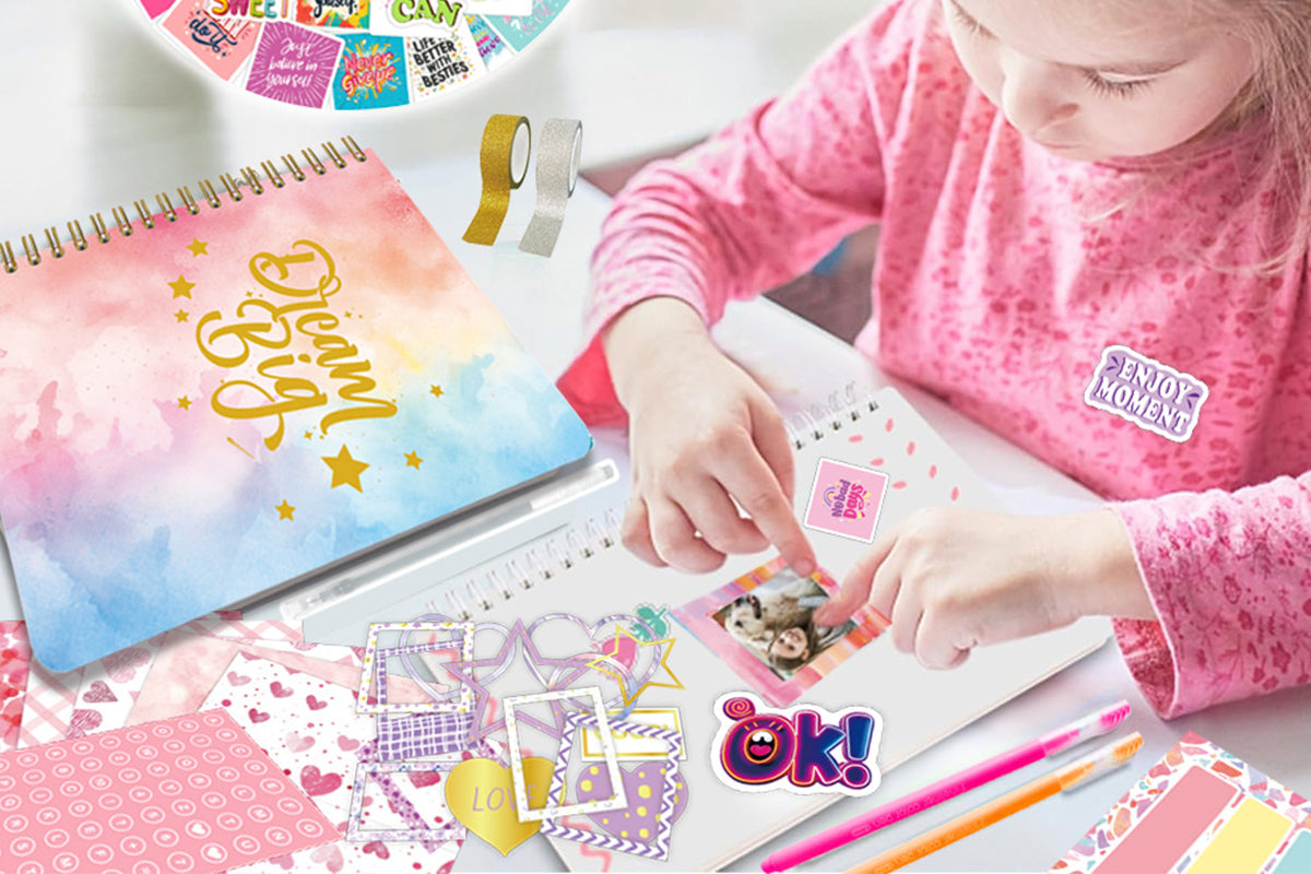 DIY Journal Kit for Girls Age 6 Journaling Art Crafts Kit Scrapbook Diary-Pink