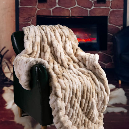 Bubble Tie Dye Throw Blanket Soft Cozy Microfiber Lightweight Warm for Couch-Khaki