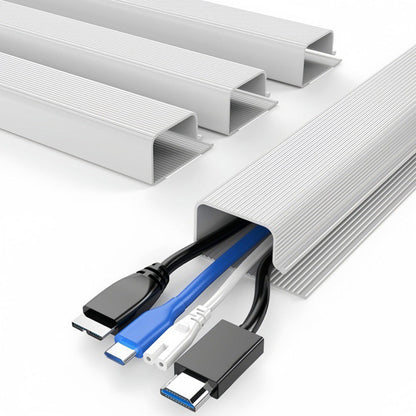 40cm Under Desk Cable Management ¨C Adhesive Mount Cord Organizer for Desk White