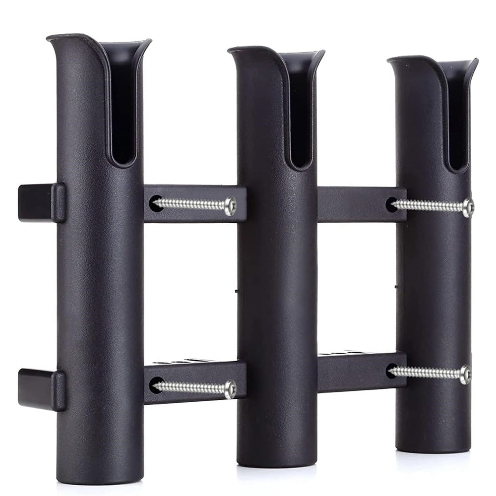 3 Tube Fishing Rod Holder Bracket Mounted Fishing Rack For Boats Garage Cooler-Black