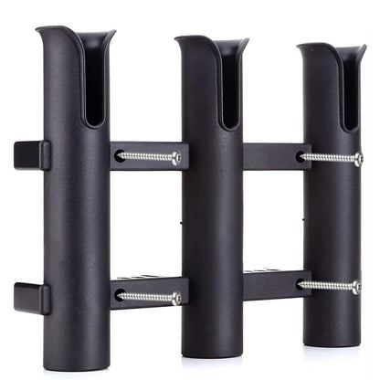 3 Tube Fishing Rod Holder Bracket Mounted Fishing Rack For Boats Garage Cooler-Black