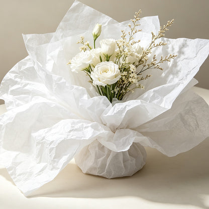 10 Crepe Paper Sheets for Gift Wrapping and Flower Crafts - White