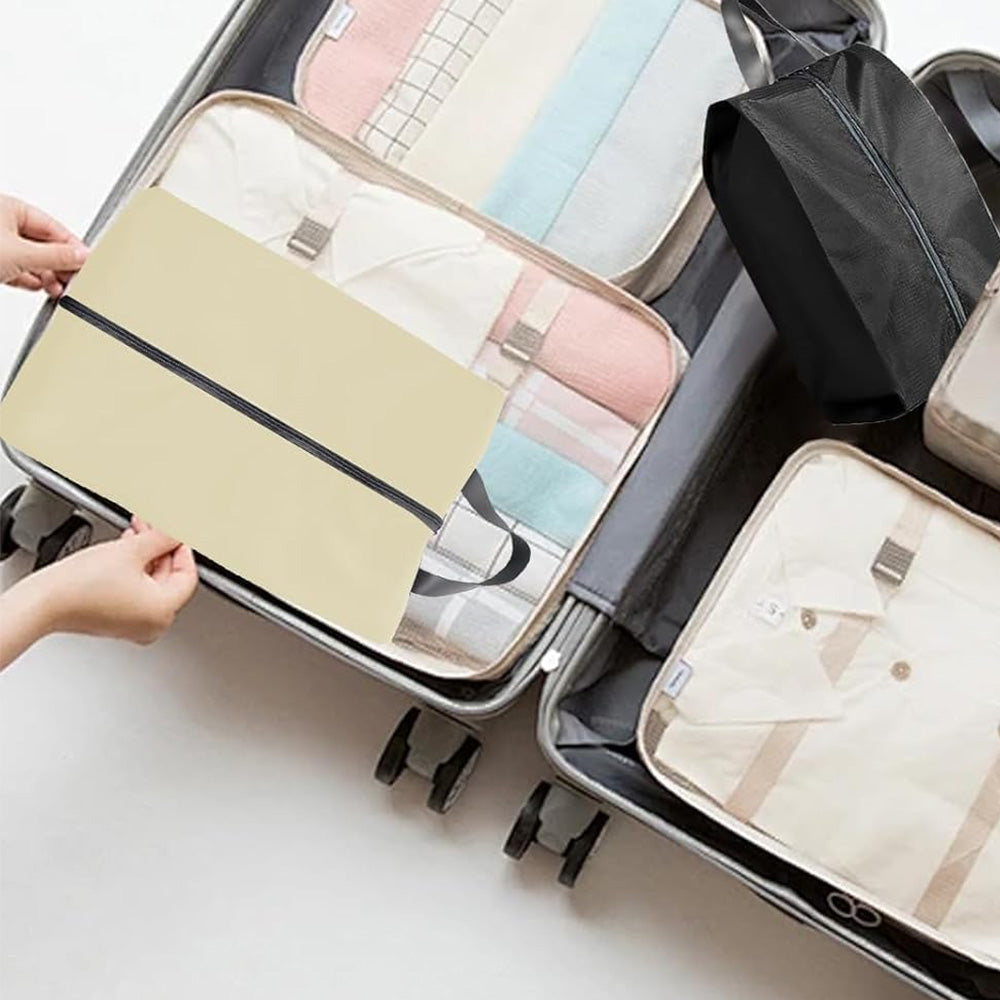 4Pcs Water-Resistant Travel Shoe Storage Bags-Cream