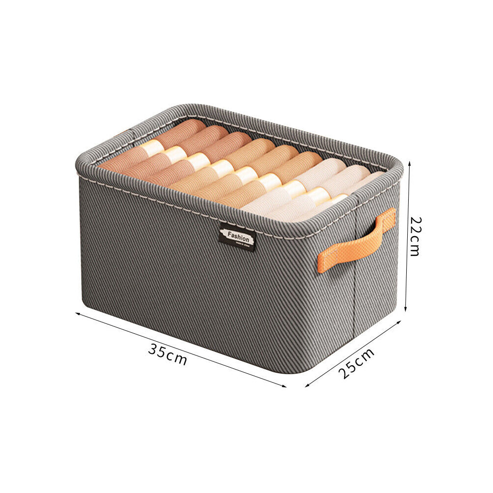 Set of 2Pcs Clothing Storage Box with Handles Wardrobe Storage Organizer Underwear Storage Gray