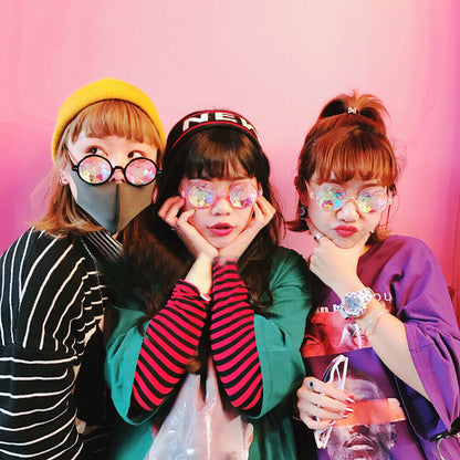 3Pairs of  Kaleidoscope Rave Glasses Festivals Rainbow Prism Refraction Glasses