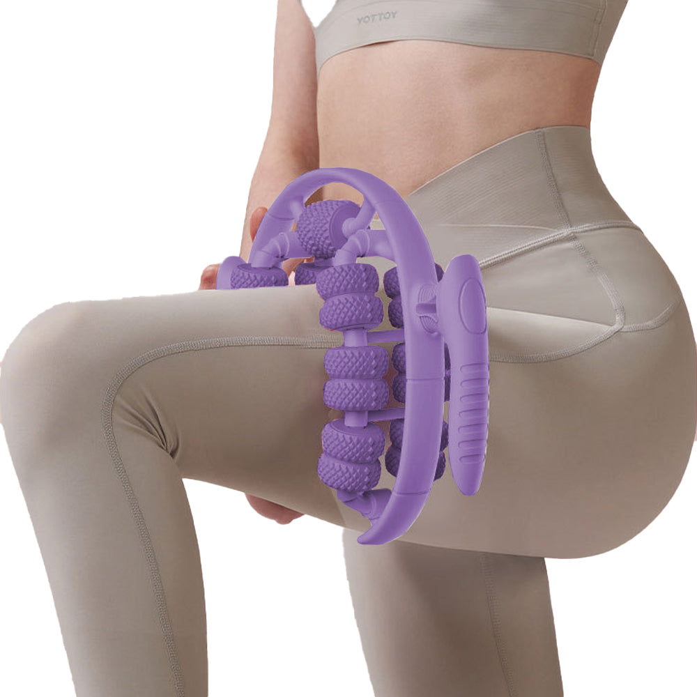 26 Wheels Annular Leg Clamp Massager Leg Massage Device Manual Muscle Relaxer Purple