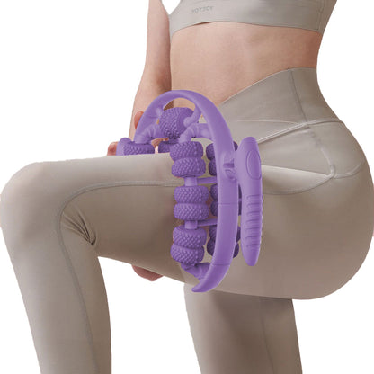 26 Wheels Annular Leg Clamp Massager Leg Massage Device Manual Muscle Relaxer Purple