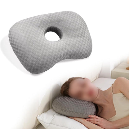 Ear Piercing Pillow with Hole Soft Ear Pillow for Side Sleepers Gray