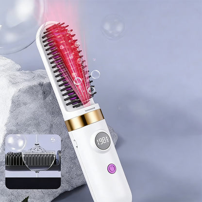 Hair Straightener Brush with Base-White