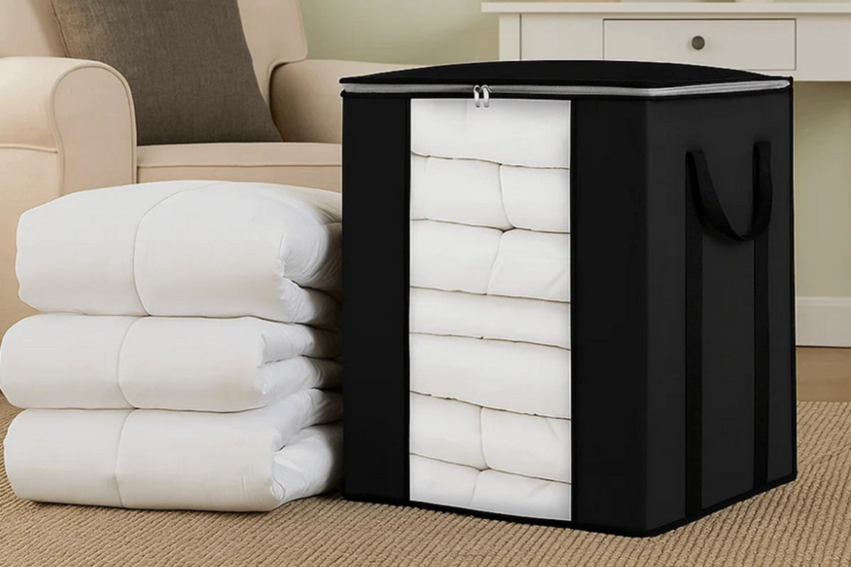 120L Foldable Blanket Moving Storage Bag - Black