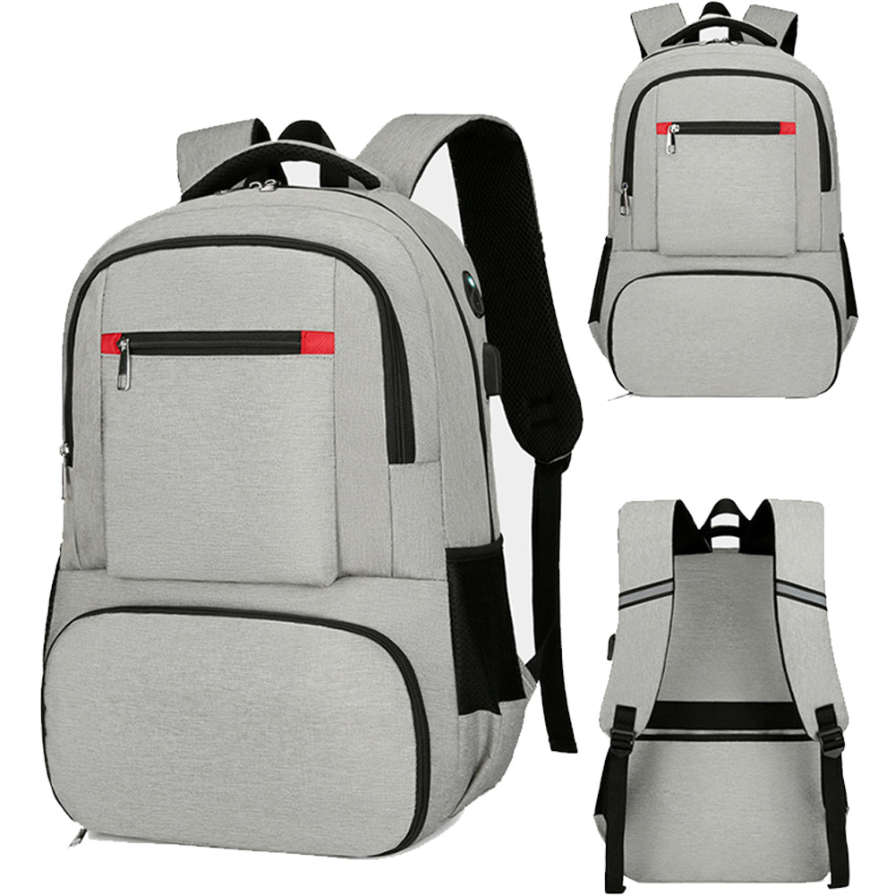 2 in 1 Large Capacity Laptop Backpack and Insulated Lunch Bag for Office Travel-Light Grey