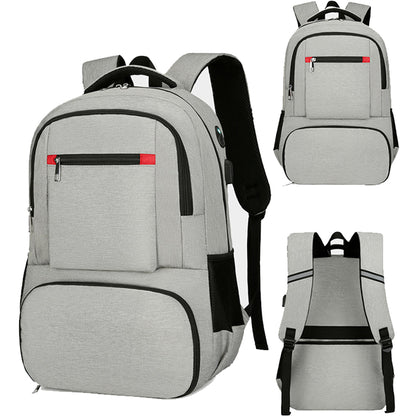 2 in 1 Large Capacity Laptop Backpack and Insulated Lunch Bag for Office Travel-Light Grey