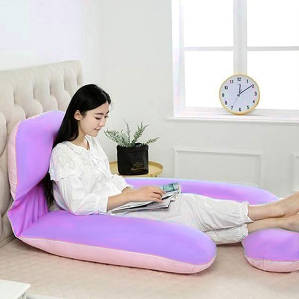 G-shape Pregnancy Pillows for Sleeping Full Body Maternity Support Pillow for Back Legs Belly HIPS Purple and Pink