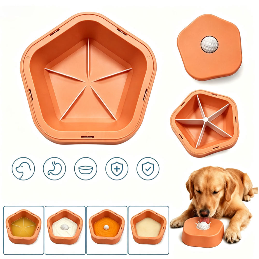 2 in 1 Removable Insert Slow Feeder Pet Bowl - Orange