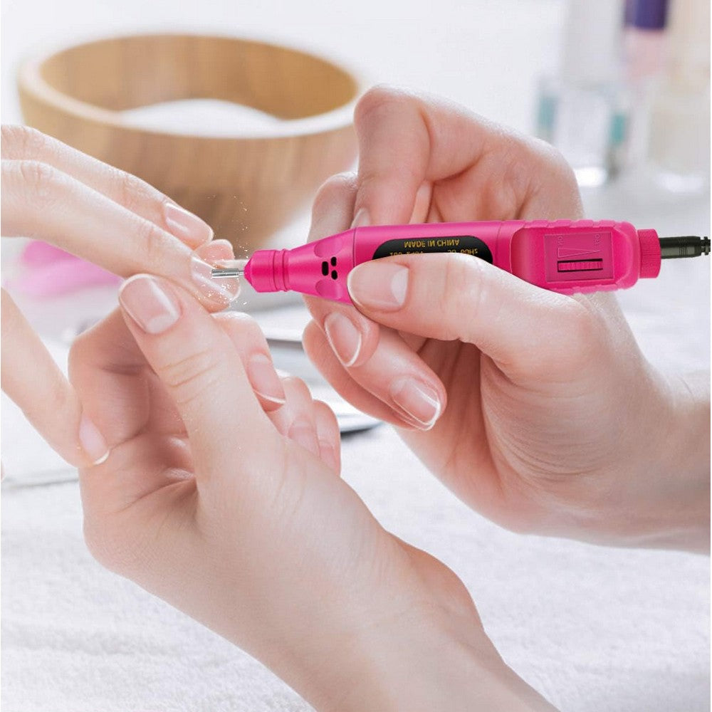 Electric Nail Drill Kit for Gel Nails Manicure Pedicure Polishing-Pink