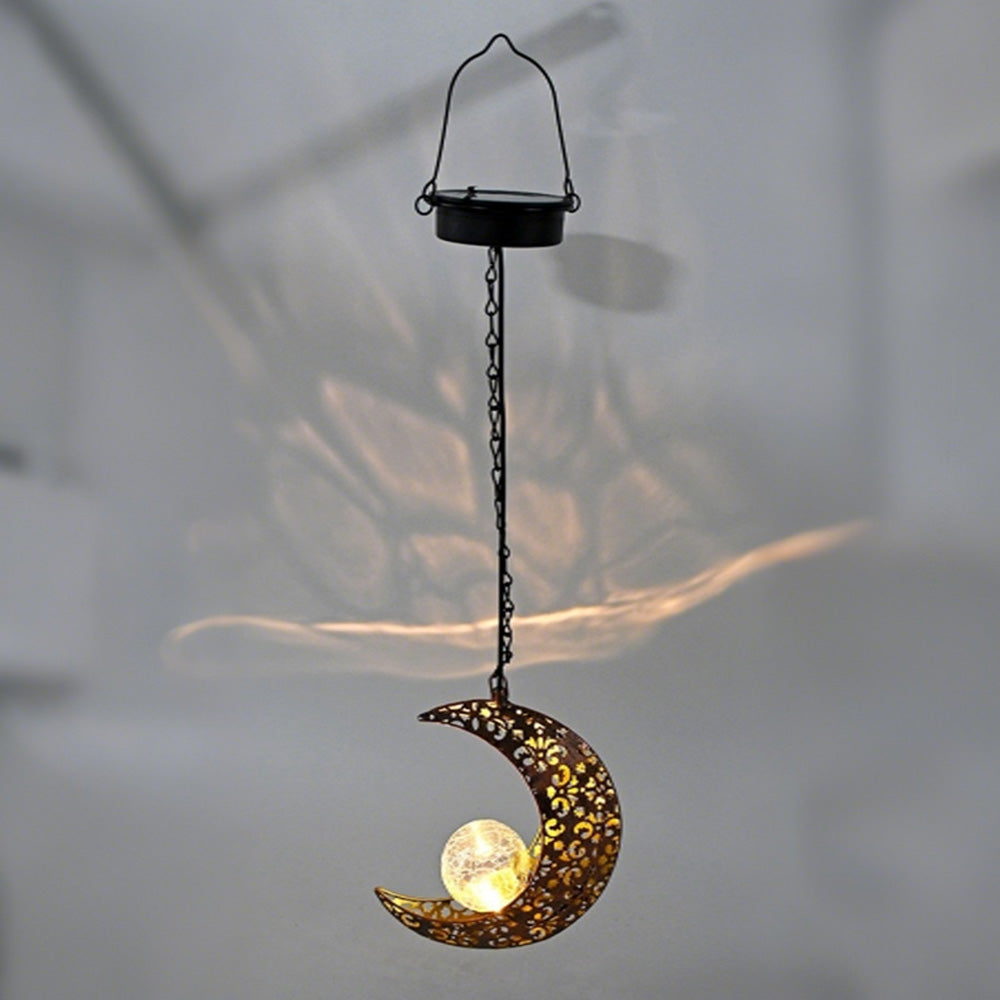 Solar Lights Sun Cracked Glass Lantern- Moon