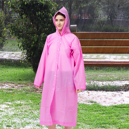 Reusable Unisex Raincoat Non-Disposable Raincoat Waterproof Hooded Poncho Pink