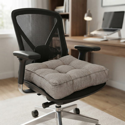 Thickened PP Cotton Padded Chair Seat Cushion with Rolled Edge - Grey