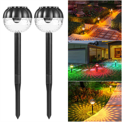 2Pcs 9LEDs Solar Garden Lights Outdoor Stake Lamp IP65 Waterproof Stand Lamp-Flashing Yellow