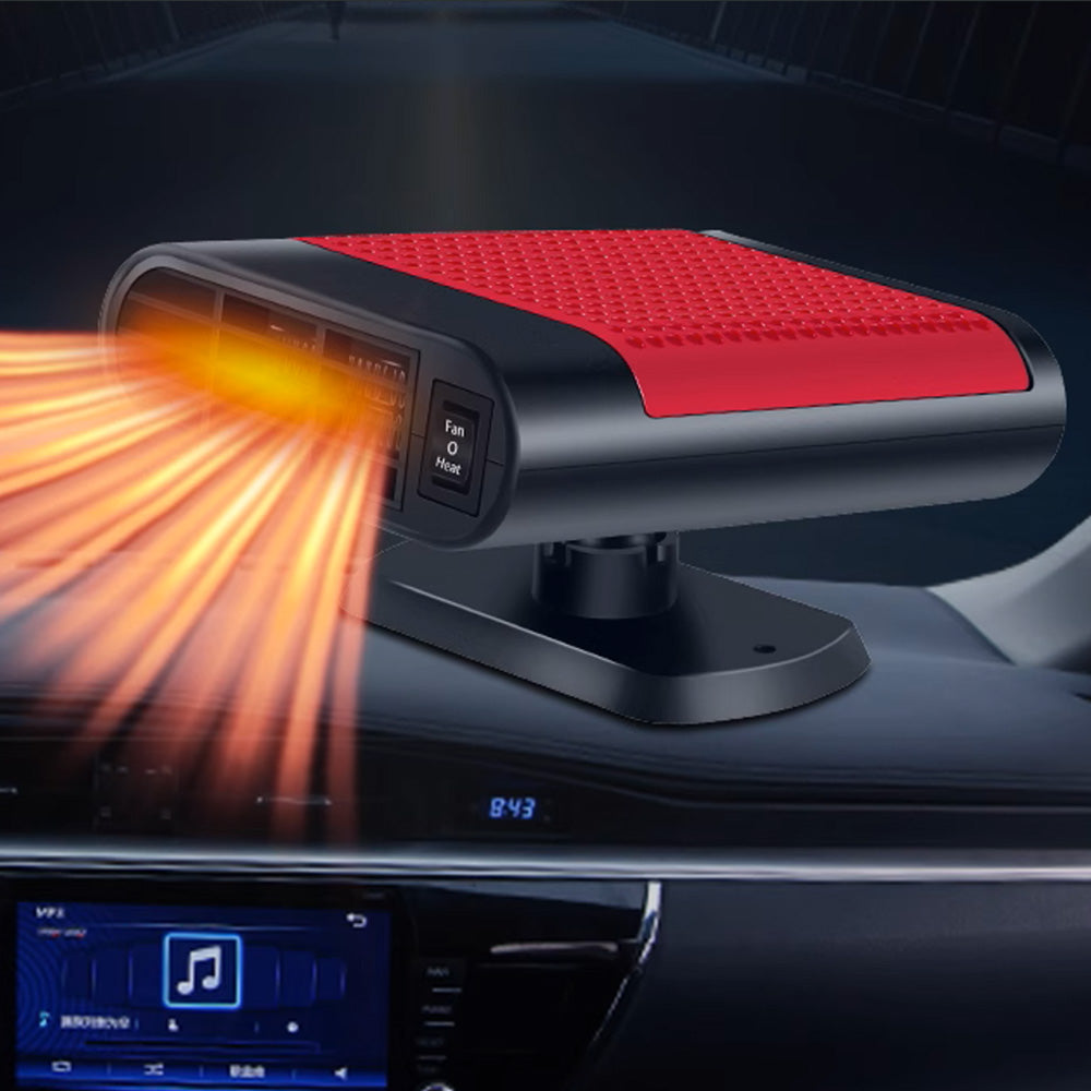 12V Car Electric Heater Cigarette Lighter Powered Heating Fan Defogger Defroster Demister Red