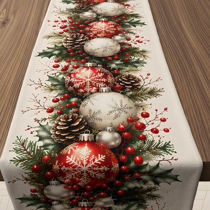 Christmas Snowflake Table Runner Wrinkle Resistant Holiday Table Runner - Berry