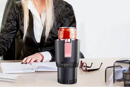 2 in 1 Car Cup Warmer Cooler Smart Car Mug Holder Auto Car Cooling and Heating Cup with LED Temperature Display Car Refrigerator-Purple