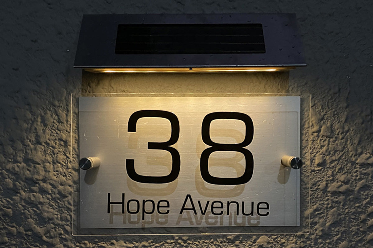 Solar Light House Signs Plaques LED House Number Acrylic Plaques
