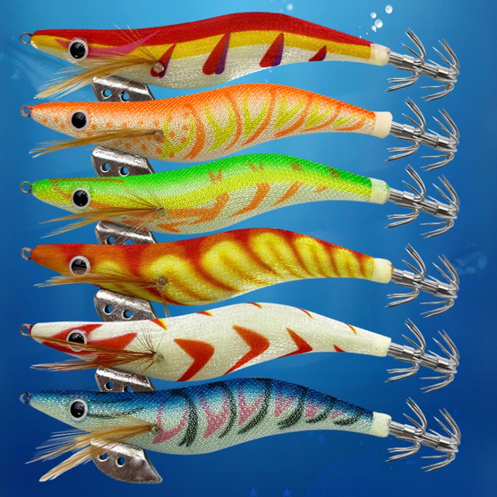 10PCS Egi Squid Jigs Jags Saltwater Glow Squid Lures Luminous Cuttlefish Sleeve Fishing Jigs