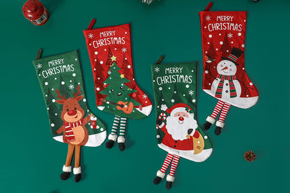 Christmas Stocking Goodies Sock Xmas Wall Tree Party Hanging Candy Bag Decoration-Snow Man