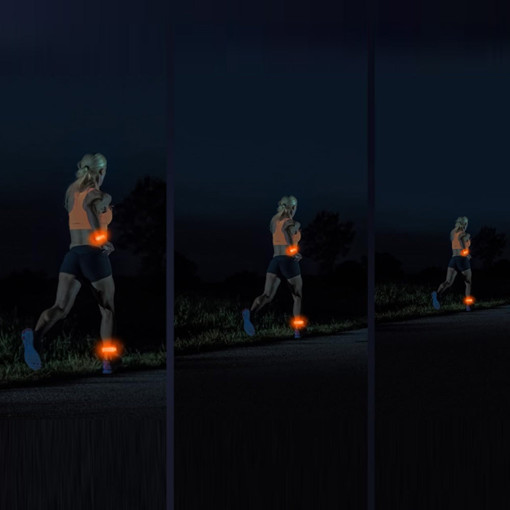 2Pcs Rechargeable  Glowing Bracelet LED Slap Wristband Night Running Security Armband Strap Orange