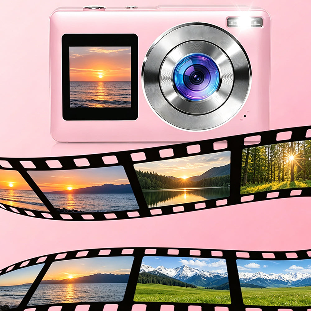 4K Digital Camera Dual Screen Selfie Camera for Vlogging - Pink