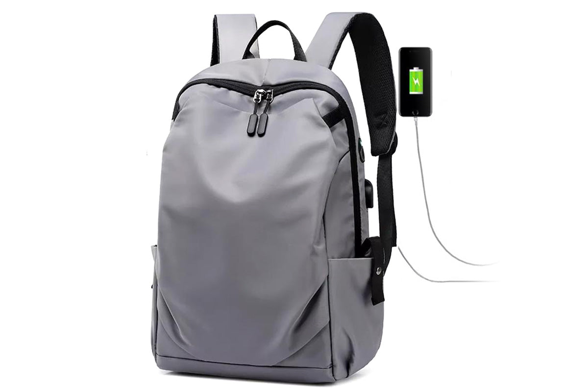 Business Laptop Backpack Anti-Theft USB Charging Port External Headphone Jack for Mens Womens -Grey