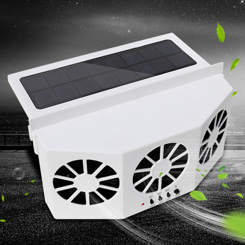 Solar Powered Auto Radiator Ventilation Fan Car Auto Window Air Vent Exhaust Fan White