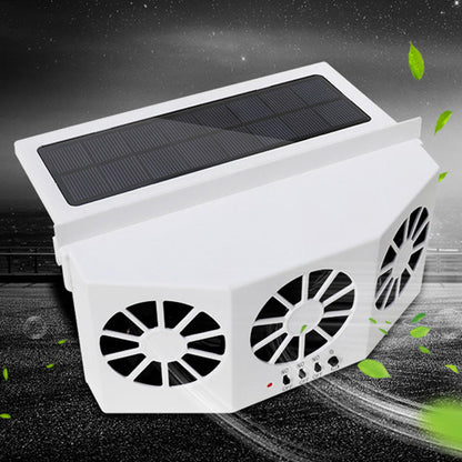 Solar Powered Auto Radiator Ventilation Fan Car Auto Window Air Vent Exhaust Fan White