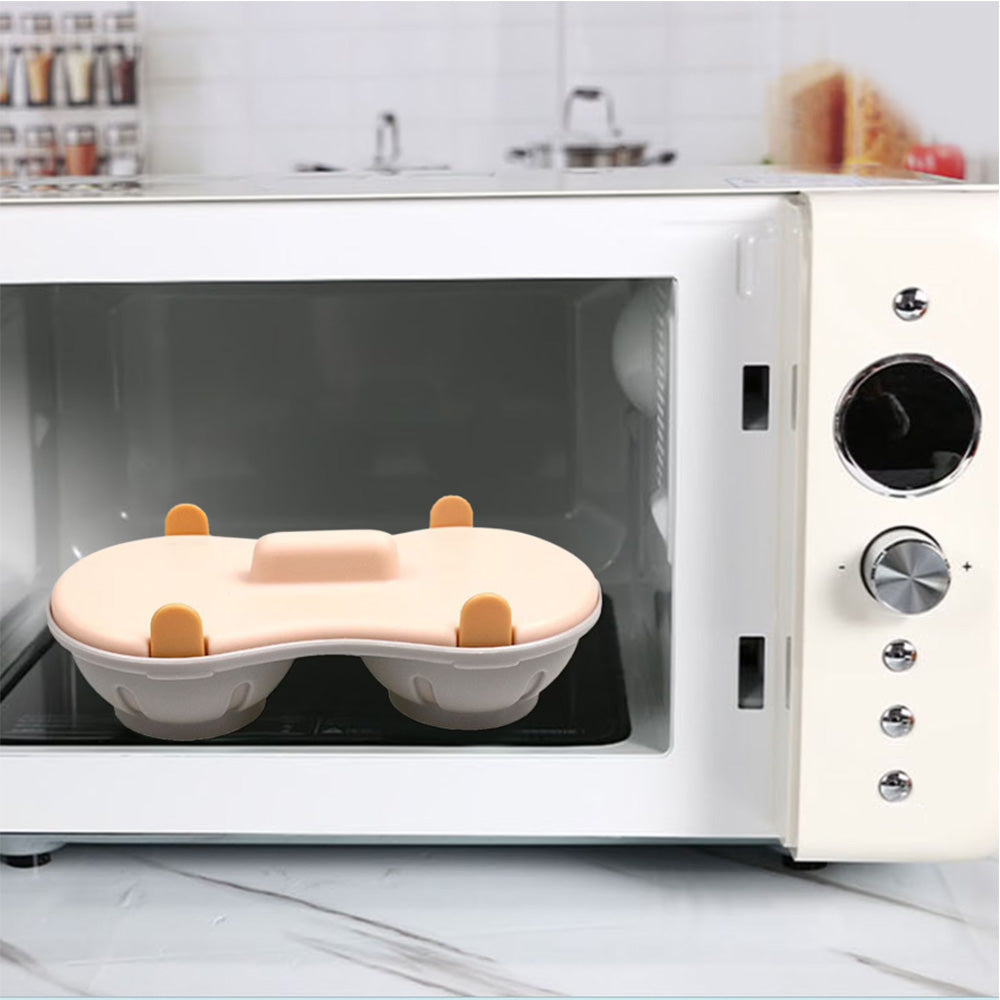 Double Layer Microwave Egg Cooker and Poached Egg Steamer - Orange