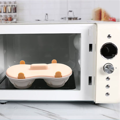 Double Layer Microwave Egg Cooker and Poached Egg Steamer - Orange