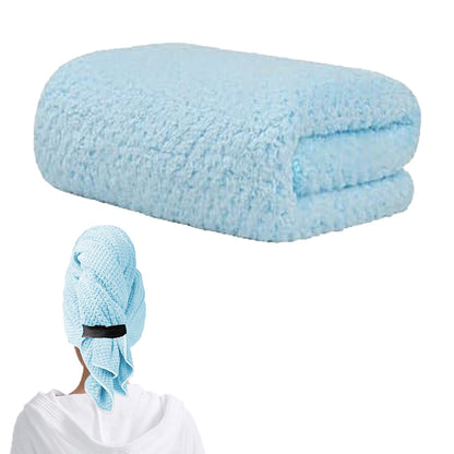 Microfiber Hair Drying Towel Hair Turbans with Elastic Strap Blue