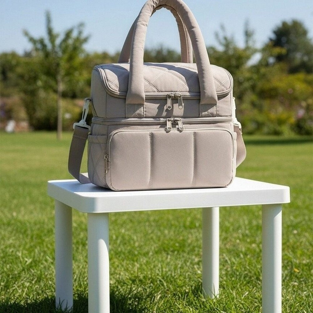 Lunch Bag Women Double Deck Insulated Lunch Bag For Work Picnic Travel-Camel