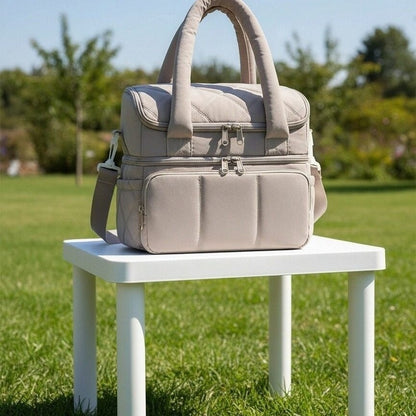 Lunch Bag Women Double Deck Insulated Lunch Bag For Work Picnic Travel-Camel