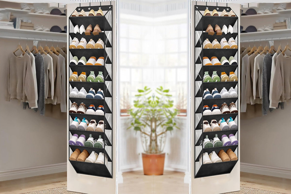 Fit 20 Pairs Over the Door Shoe Organizer for Closet with Large Deep Pockets 10 Tier Shoe Holder Hanging Boots Storage