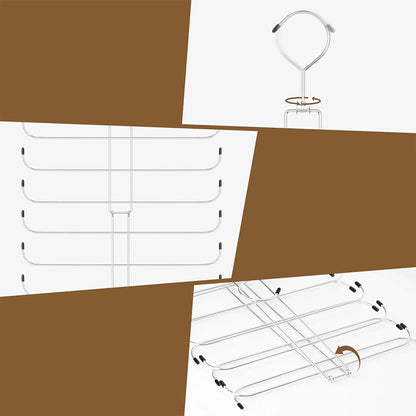 10 Layer Folding Scarf Hanger Organizer for Closet Space Saving-Silver