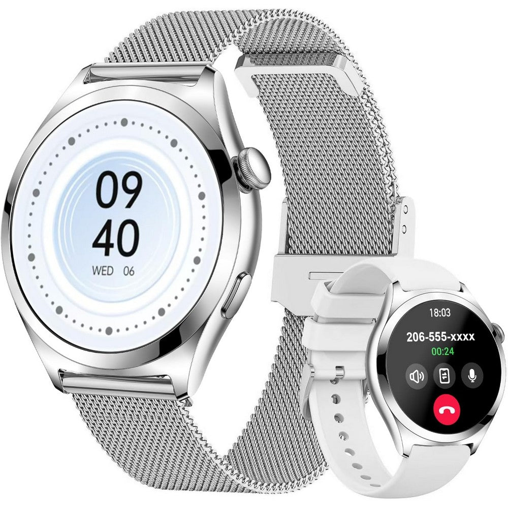 Smart Watch for Women Waterproof Smartwatch 100+ Sports Fitness Tracker Watch-Silver