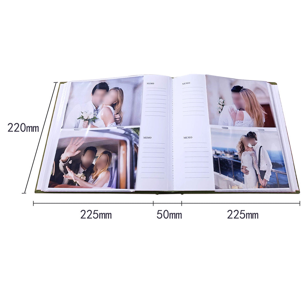 200 Photo Album with Memo Space Storage Book - Green