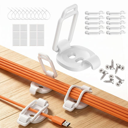 10 Piece Cable Clips Cord Organizer 10 Pack Adhesive Screw Zip Tie Mount Holder - White